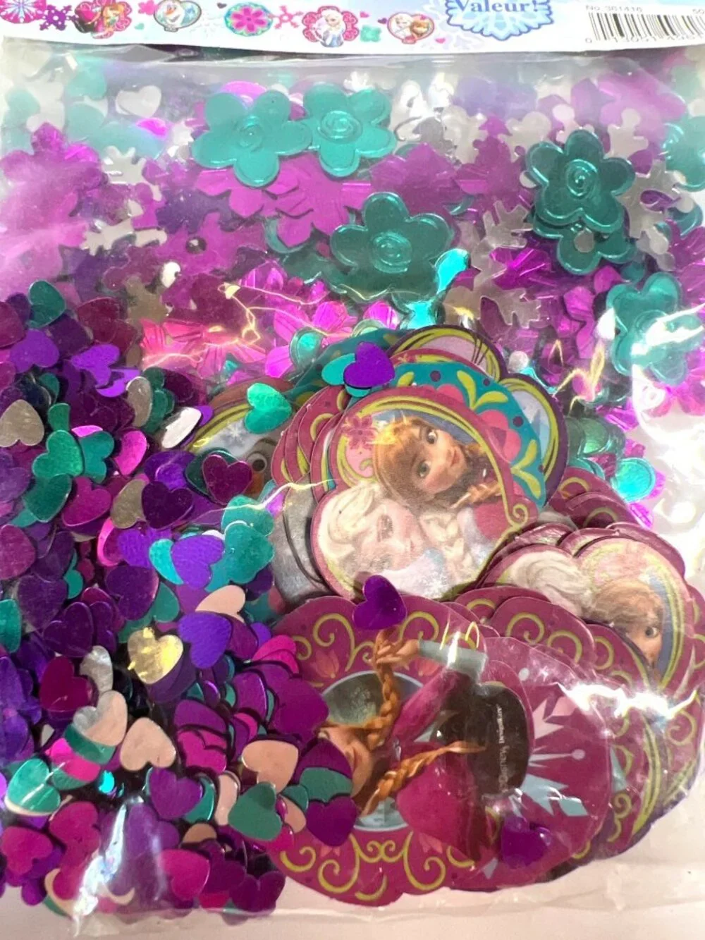 Table Scatter 3 Pkg Disney Frozen Confetti 1.2 Oz Pack - Hearts Snowflakes & Cha